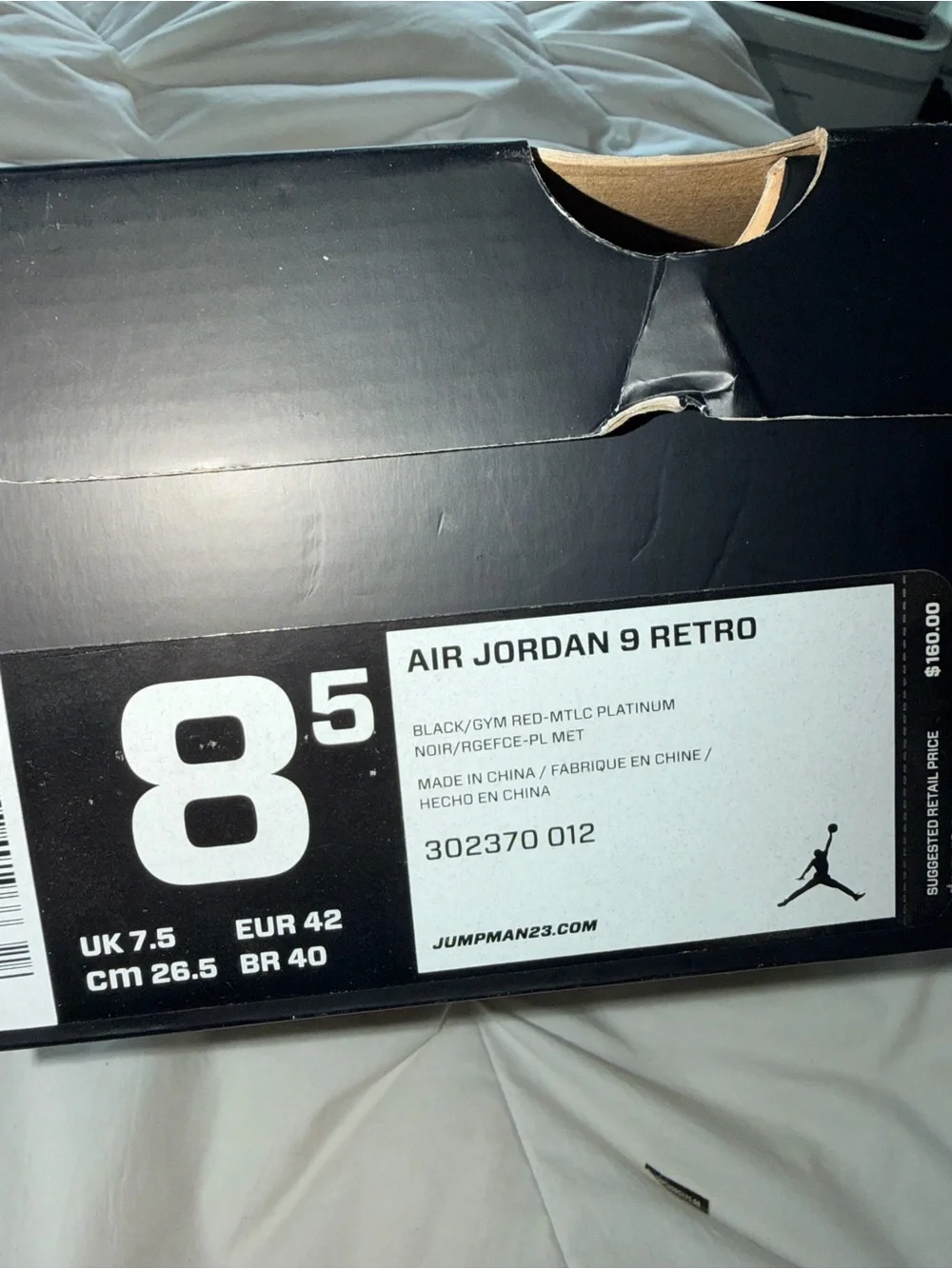Air Jordan 9 Retro Johnny Kilroy Black Silver Red Men’s 8.5 OG Box